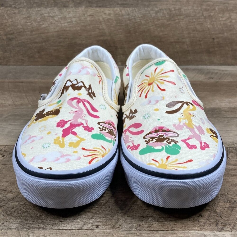 VANS Classic Slip On Get Outdoors Classic White Canvas Shoes Womens 9.5 NEW - Picture 4 of 10